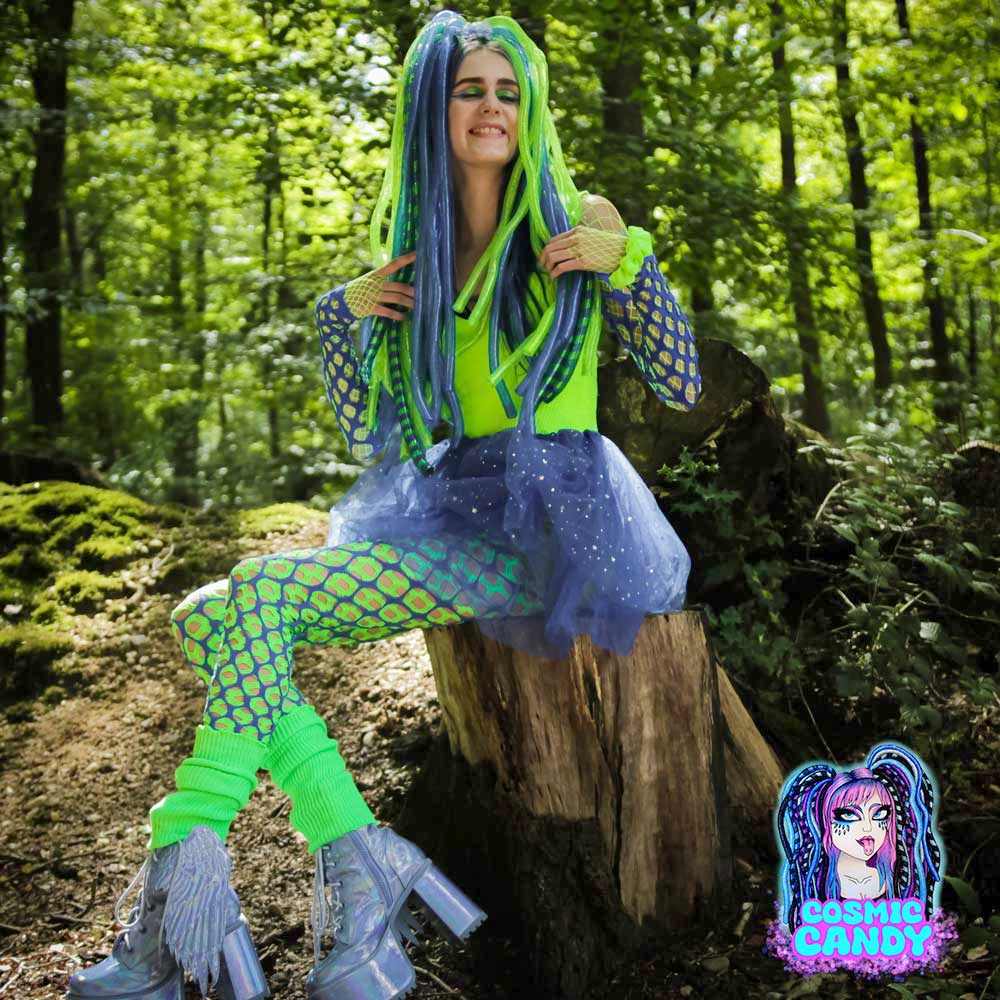 Cosmic Candy - Rave Cyberfalls Cyberlocks - Green/Blue